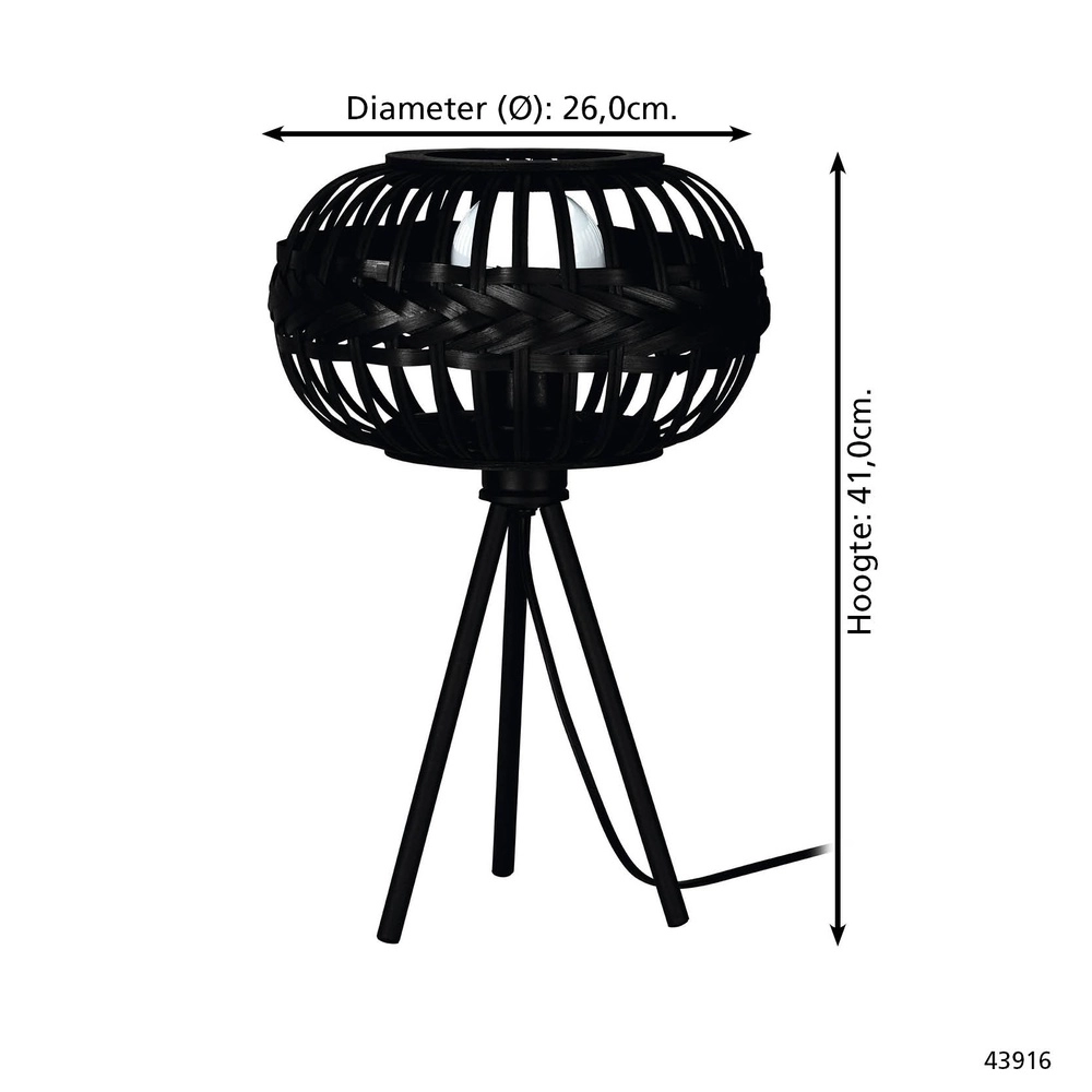 Schwarze Tischlampe Towcester Ø 26cm - 1x E27 Eglo 9002759439163