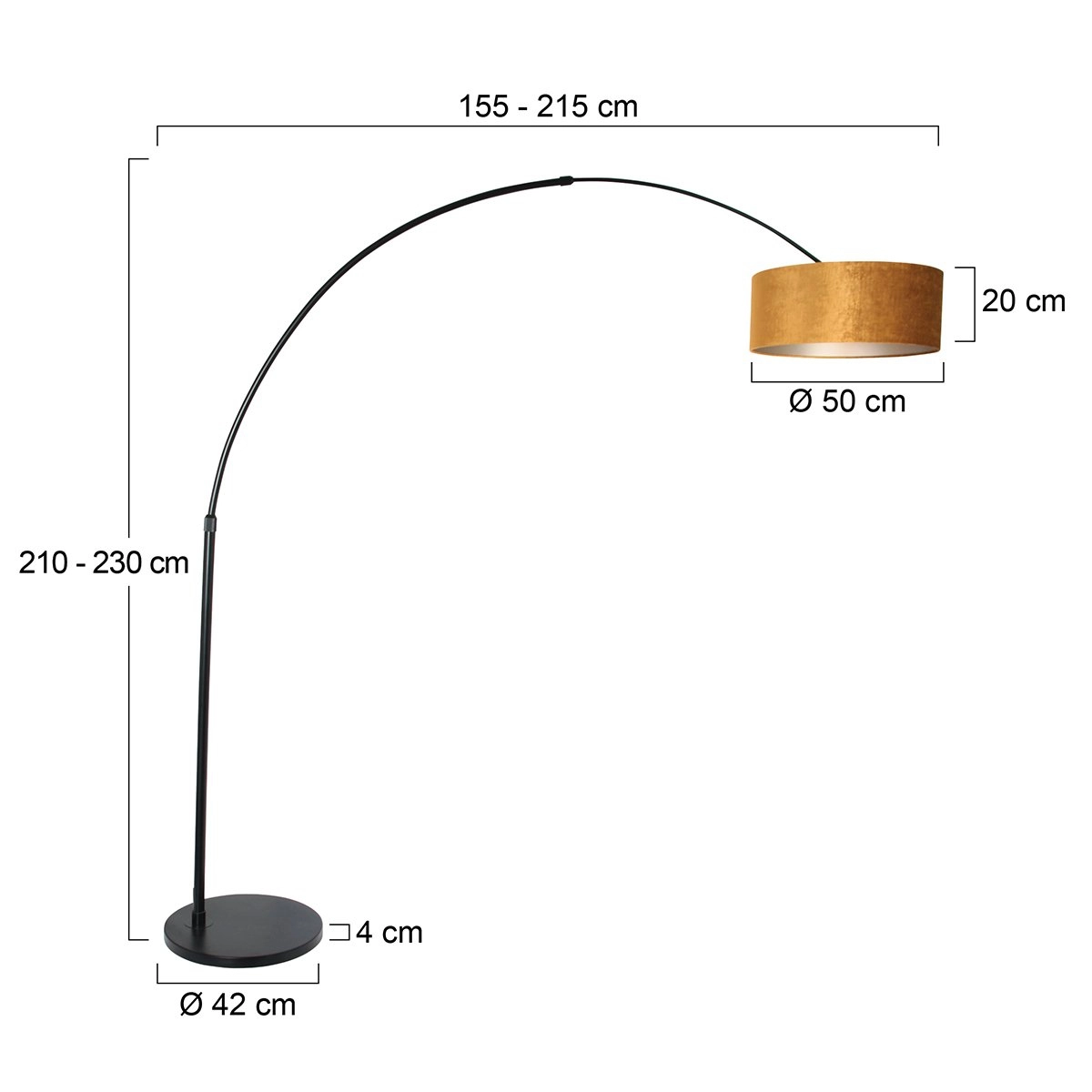 Schwarze Bogenlampe Sparkled mit Samtschirm Steinhauer 8712746145991