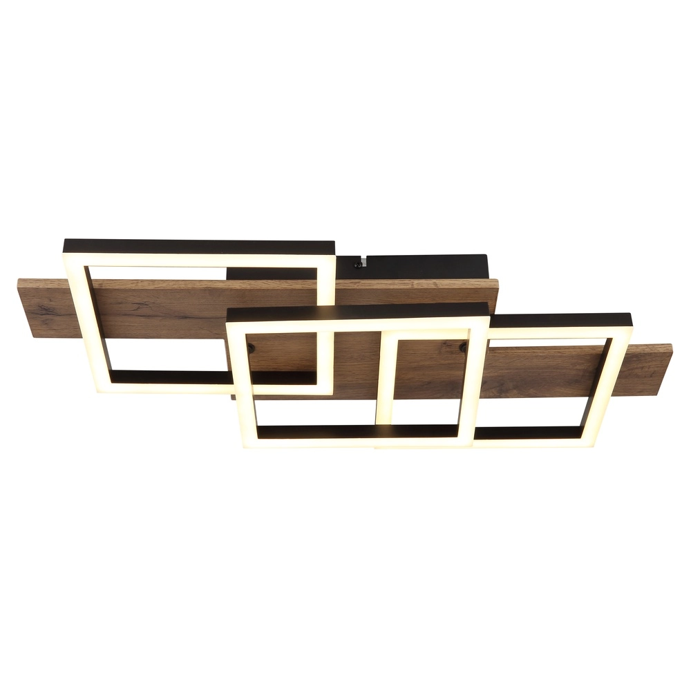 Design-Deckenlampe Jeffry Schwarz mit Holz 58cm Globo 9007371510597