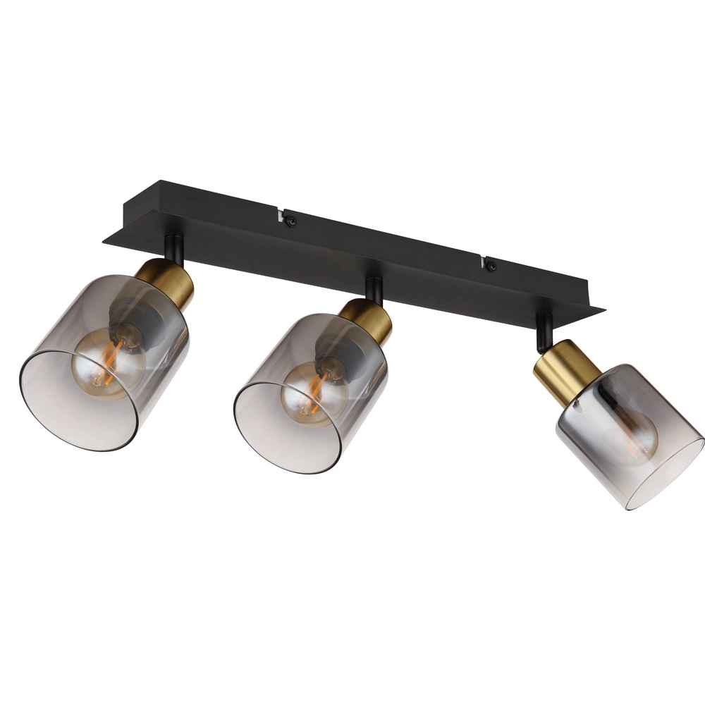 3-Licht Deckenlampe Hollsy Schwarz mit Rauchglas Globo 9007371448852
