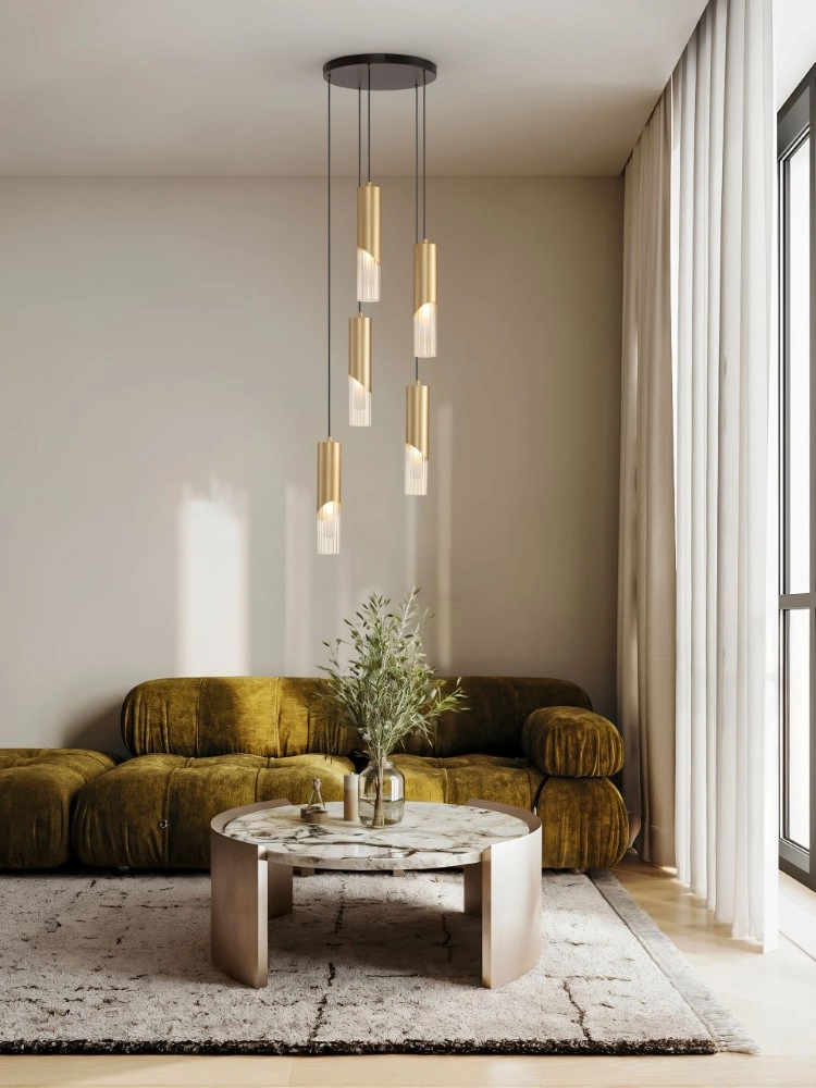 Design-Pendellampe Modesto Ø 33cm goldene 5-Licht Lyora 5212063501454