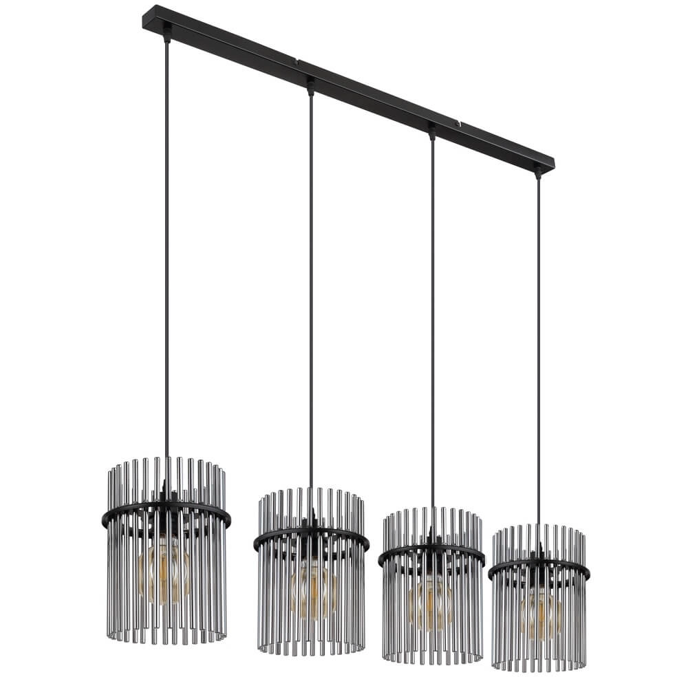 Schwarze Pendelleuchte Gorley mit Rauchglas 4-flammig Globo 9007371448180