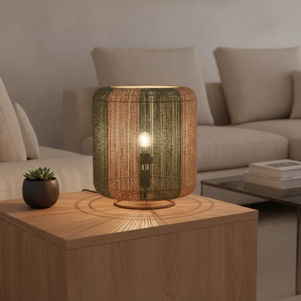 Tischlampe Dena Ø 33cm braun mit grün