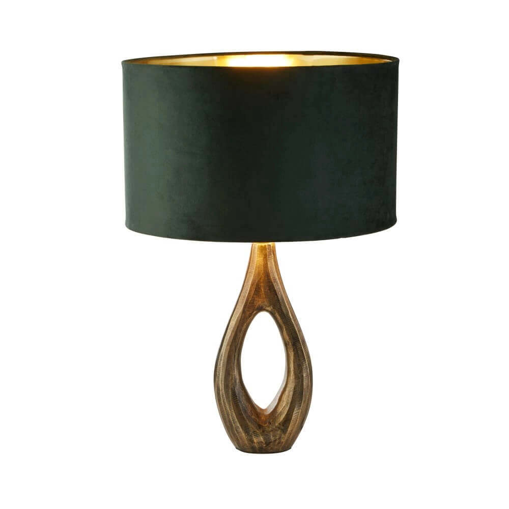 Goldene Tischlampe Bucklow mit grüner Haube Searchlight 5053423257303