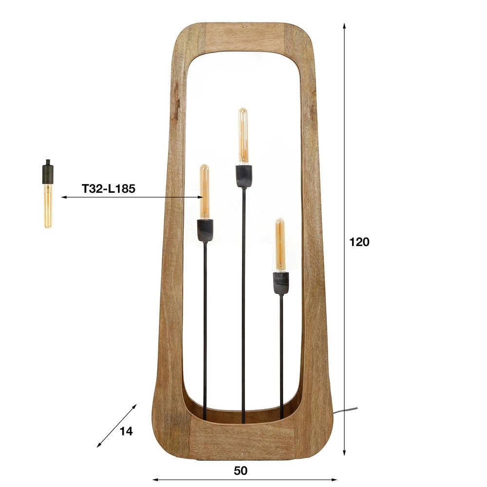 Holz-Stehlampe Bray 3x E27 – Mango-Holz Lyora 8716803511422