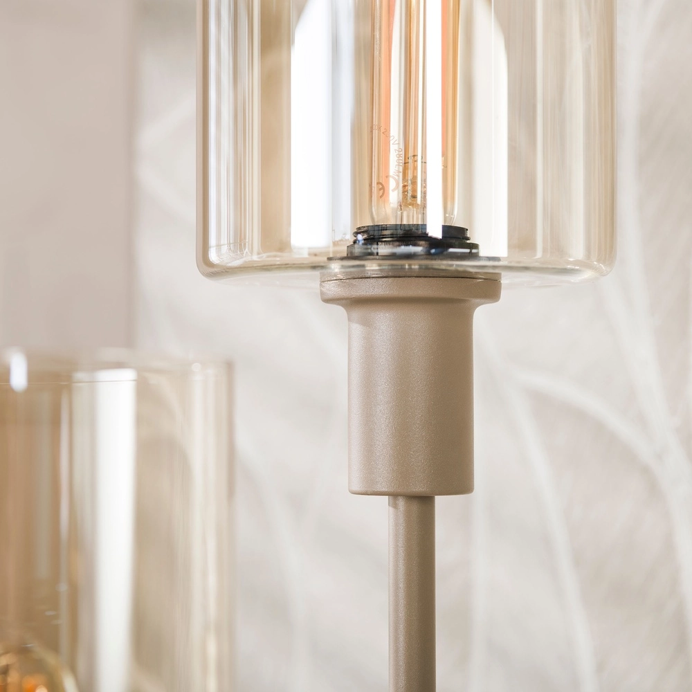 Design-Stehlampe Sepiora 3-hell rundsandbraun Lyora 8716803515284