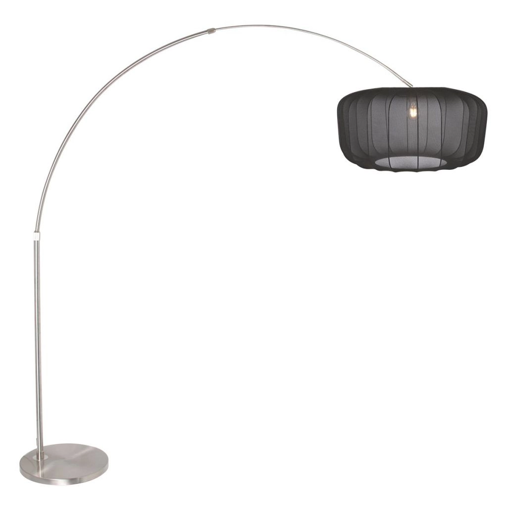 Lichtbogenlampe Vela Lino mit schwarzem Farbton Ø60 cm