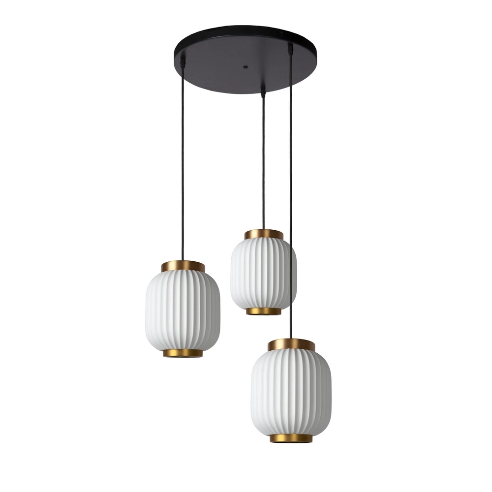 Design-Pendellampe Gosse 3-helles Gold mit Weiß
