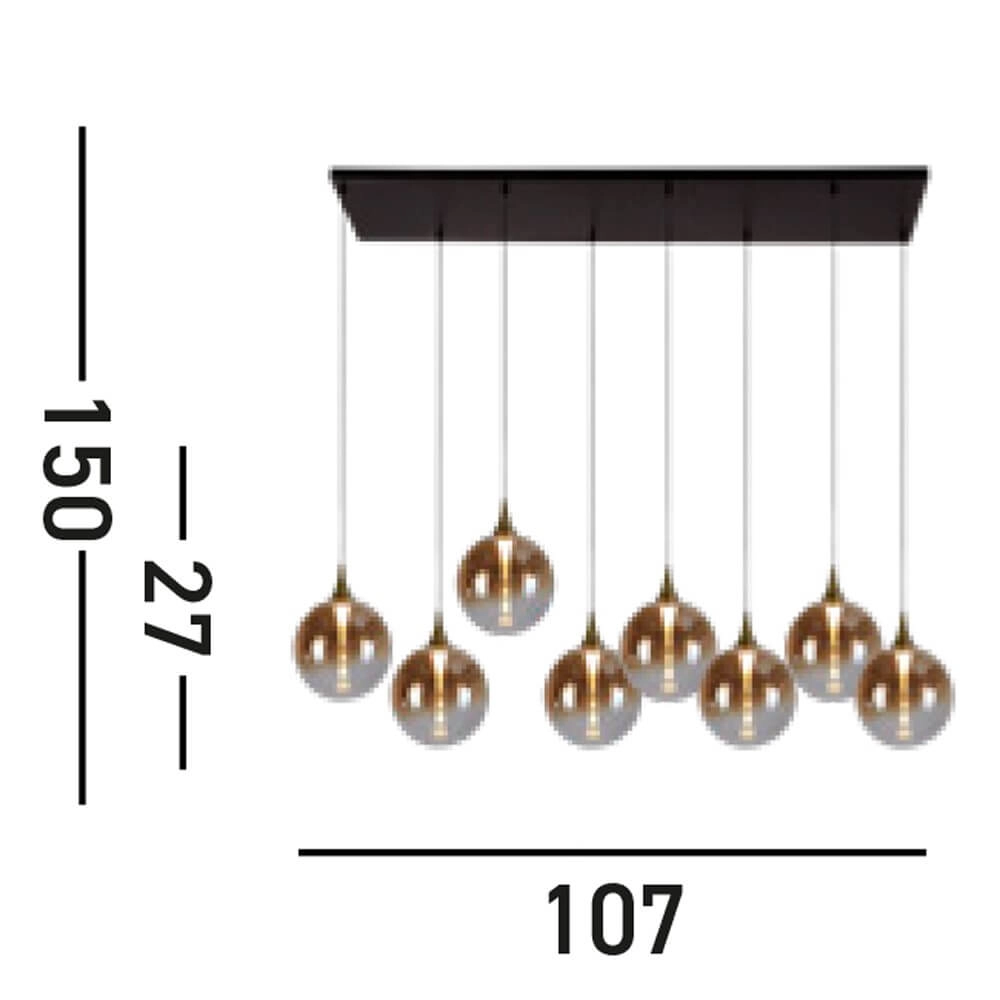 8-flammige Pendelleuchte Alchemy Braunes Glas Searchlight 5053423273907