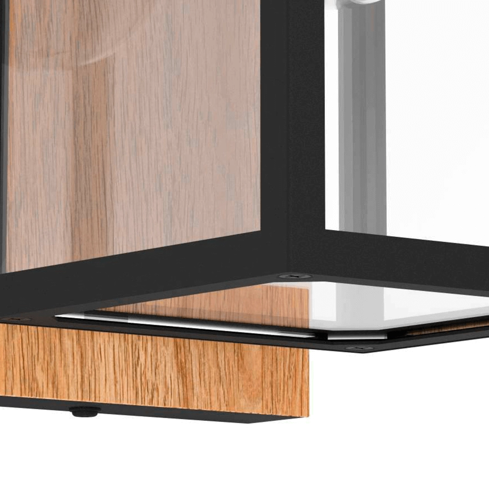 Außenlampe Budrone Schwarz mit Holz Eglo 9008606231591