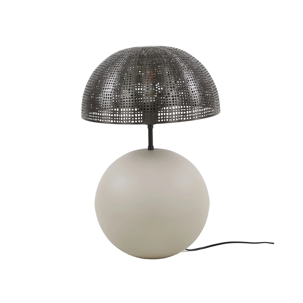 Moderne Tischlampe Sphere mit beigefarbenem Sockel – Ø 36 cm Lyora 8716803511521