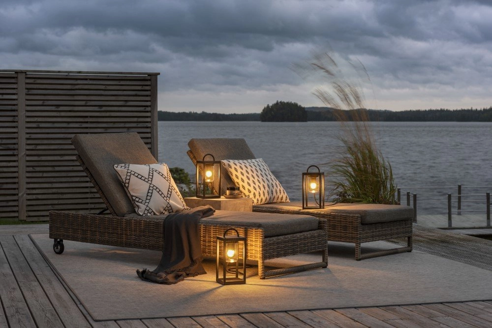 Terrasse Lampe Bologna 33 cm schwarz mit klarem Glas KonstSmide 7318307533750