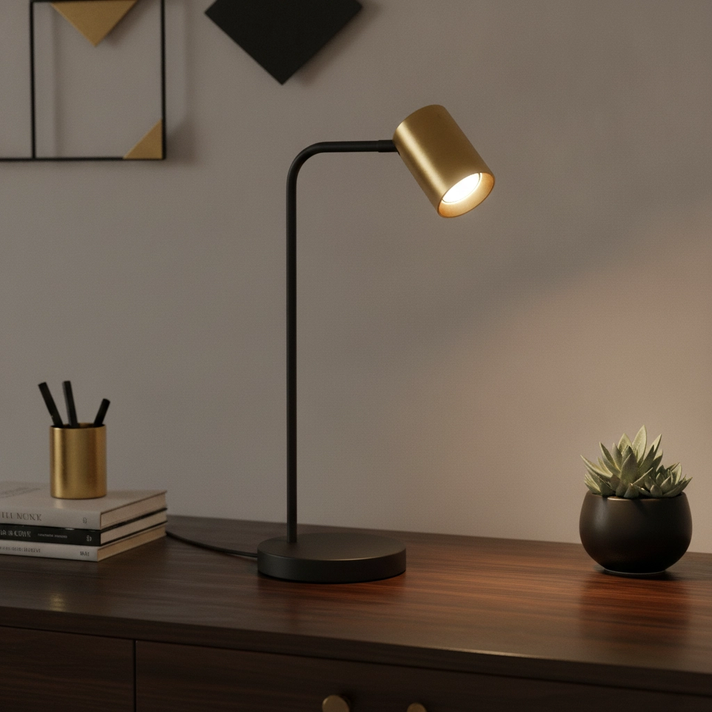 Design-Tischleuchte Megano schwarz mit gold