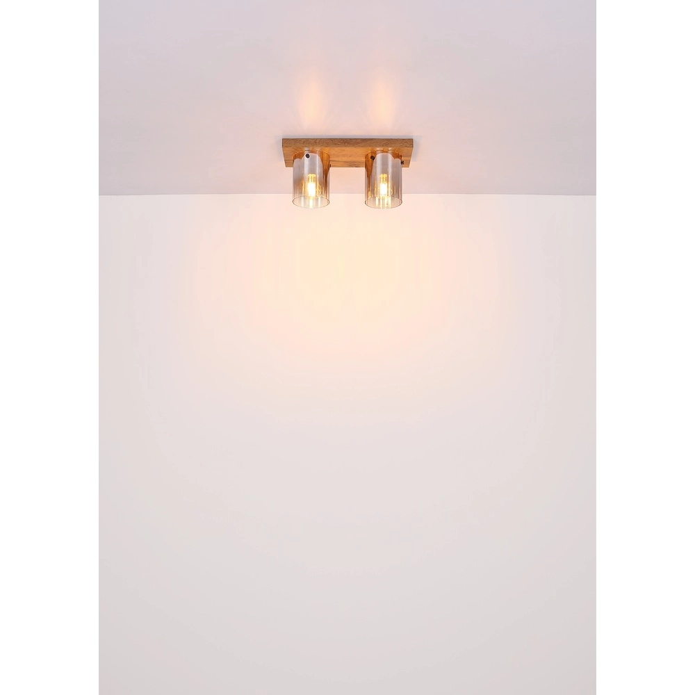 Deckenlampe Underwood Holz 2-Licht Globo 9007371481033