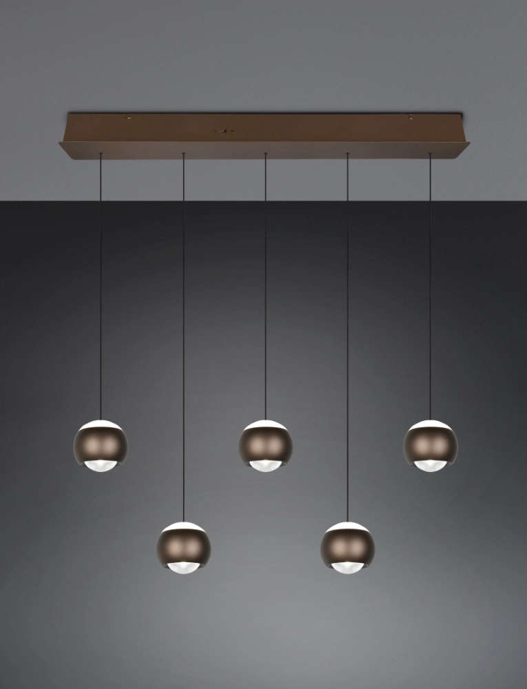 5-Licht LED-Pendelleuchten Orbit Esstisch – Platinbraun Trio 4017807686593