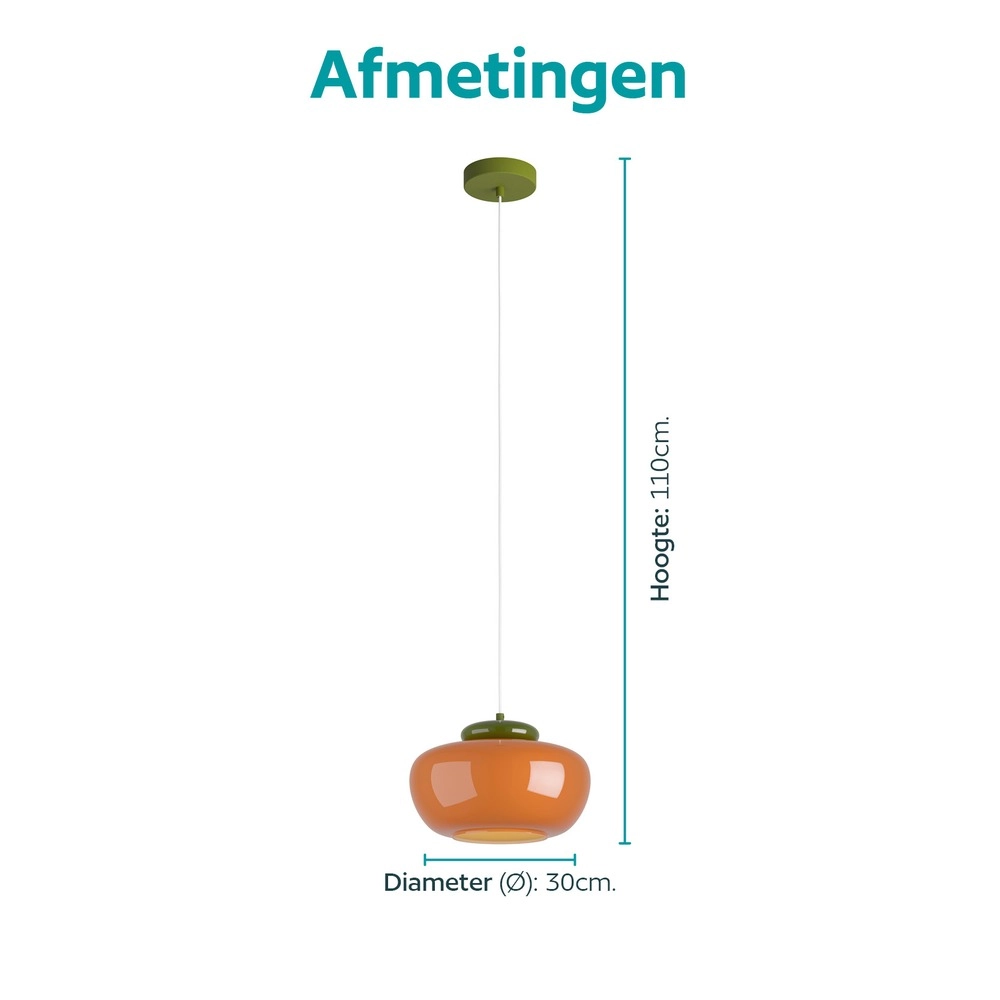 Design-Pendellampe Berardelli Orange mit grünem Ø 30 cm
