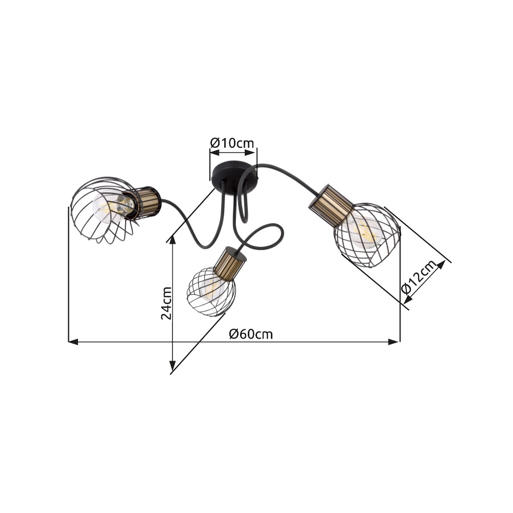 Deckenlampe Argusto 3-Licht Schwarz Globo 9007371393718
