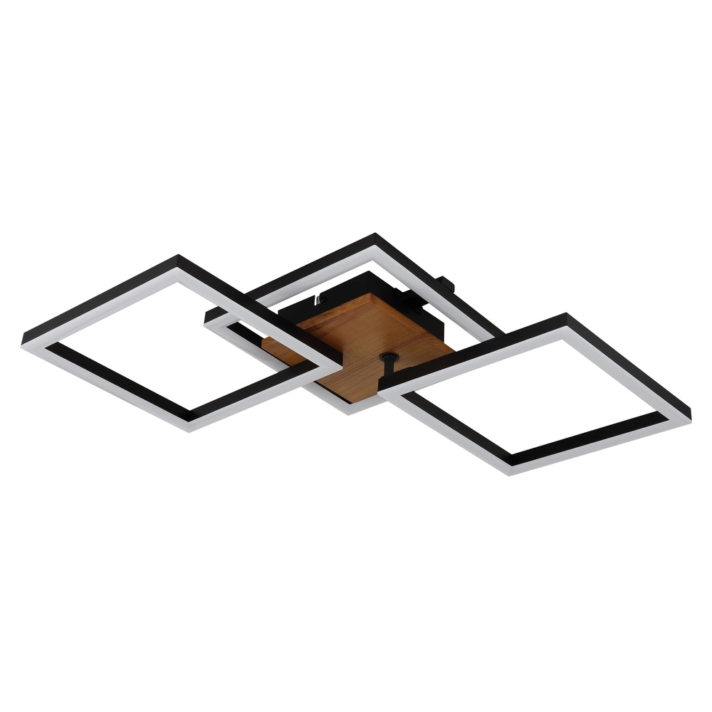 Deckenlampe Kerry Schwarz mit Holzoptik Globo 9007371443222