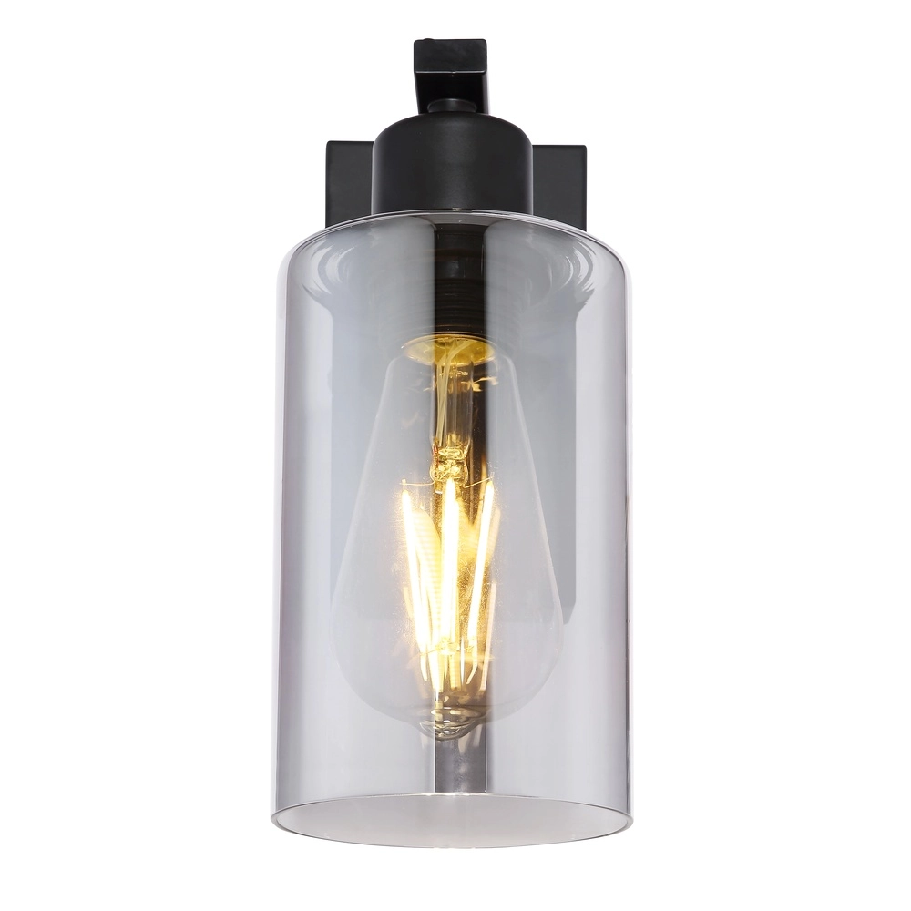 Schwarze Wandlampe Hadera mit Rauchglas Globo 9007371402847