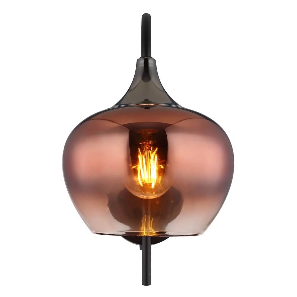 Schwarze Wandleuchte Maxy mit rotem Glas Globo 9007371447992