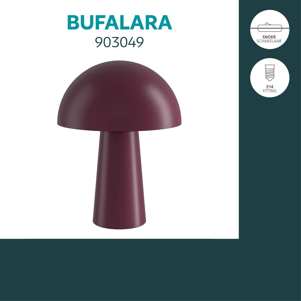 Tischlampe Bufalara Burgunderrot