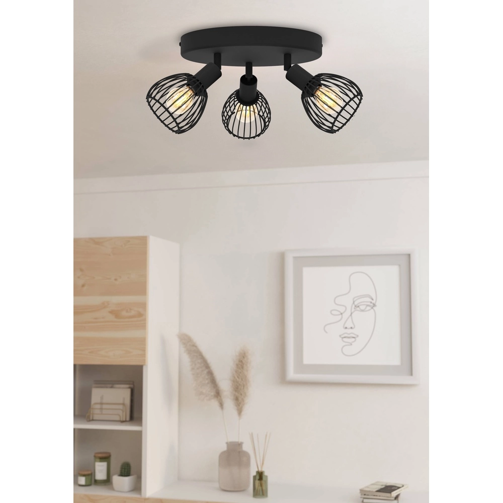 3-Licht-Drahtlampenscheinwerfer Sonnino schwarz - E14 Eglo 9008606306046