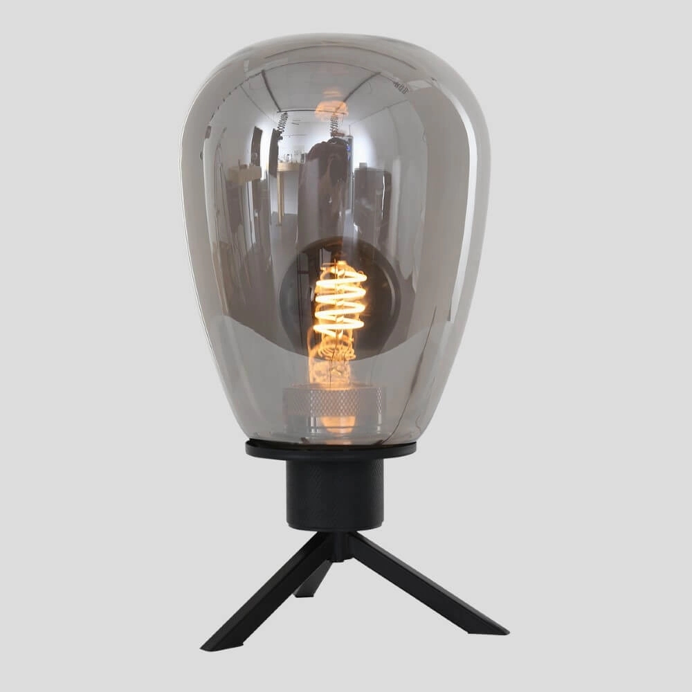 Glastischlampe Reflexion 15 cm schwarz mit Rauchglas Steinhauer 8712746132618