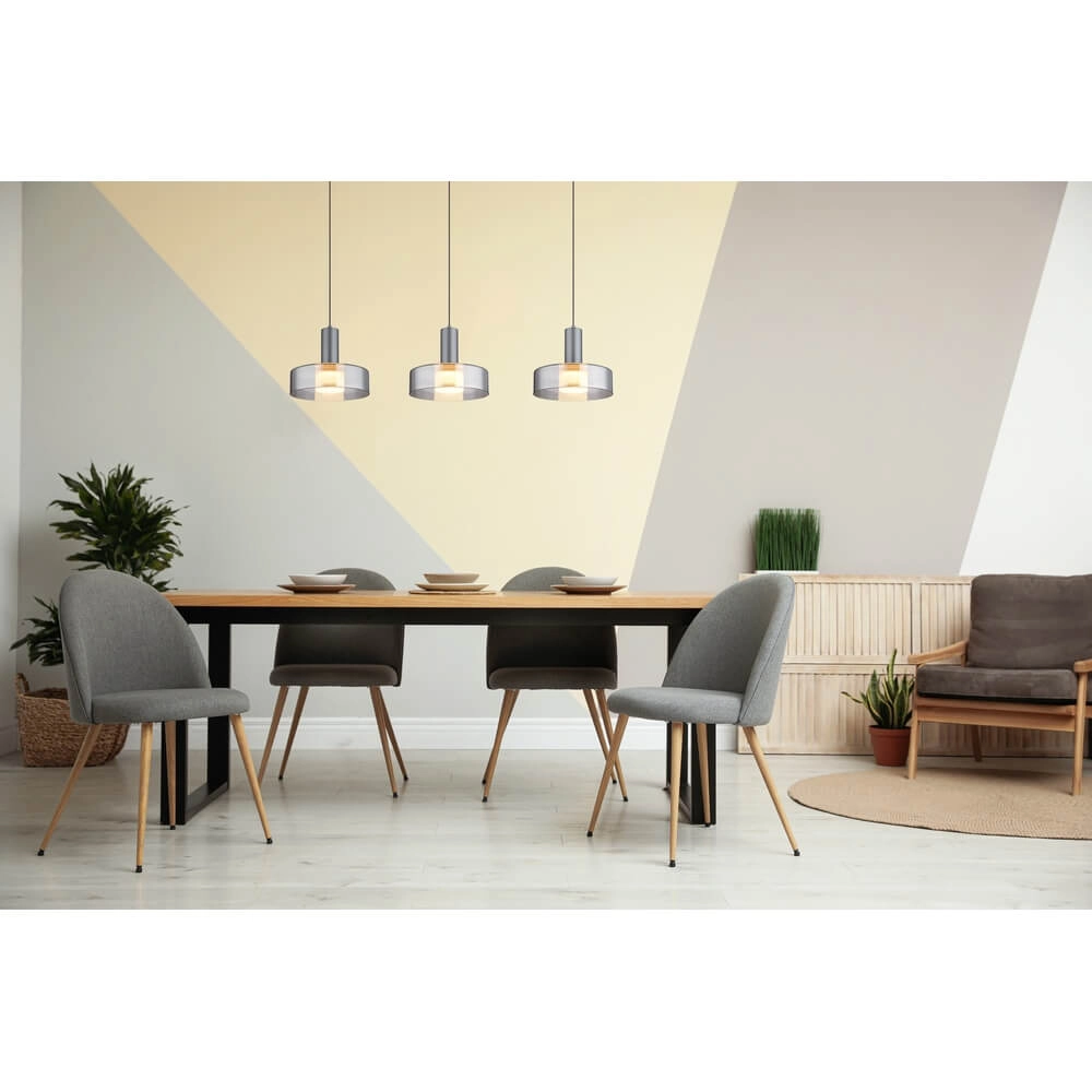 Schlanke Pendelleuchte Grant Grau 3-flammig Globo 9007371474875