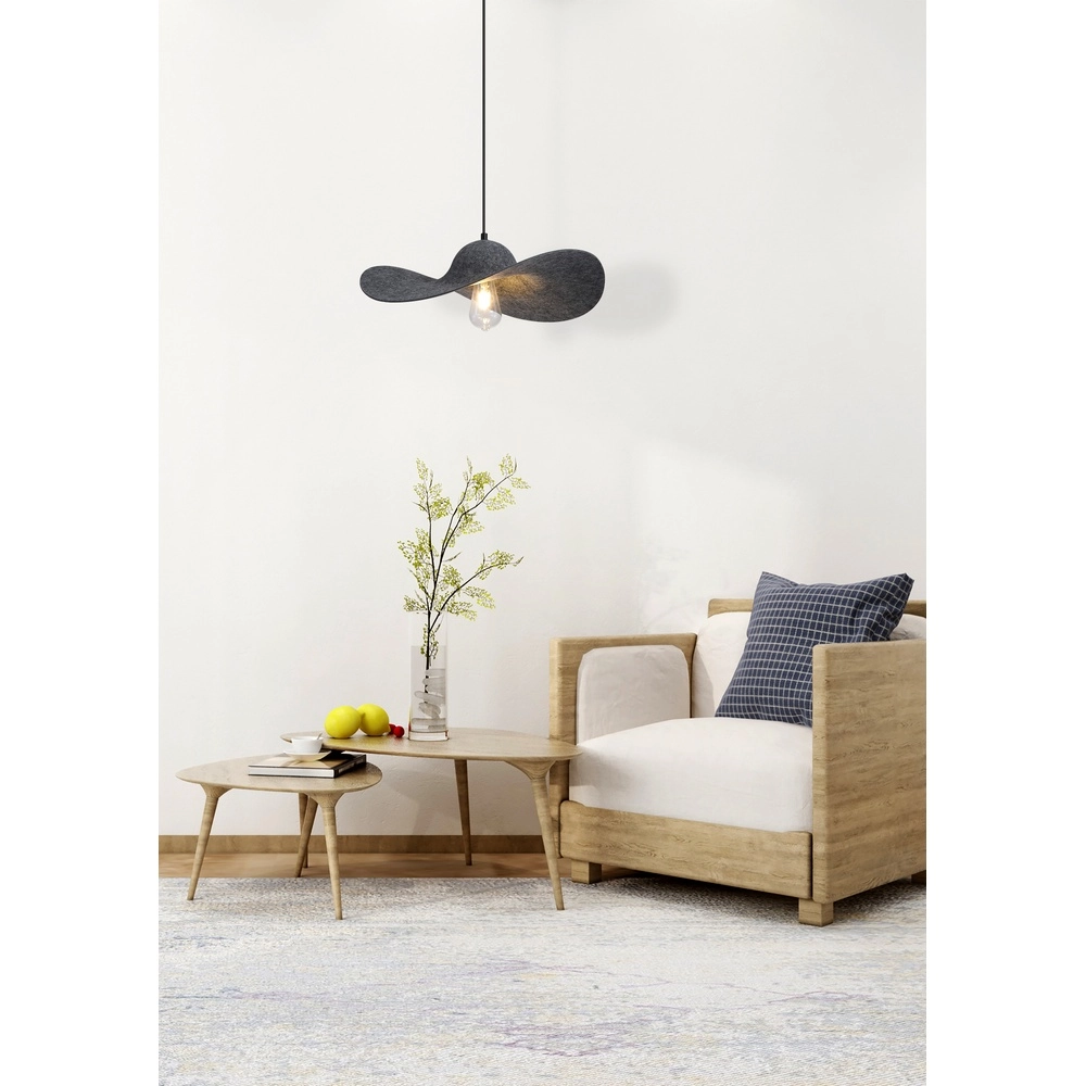 Schwarze Pendelleuchte Ripple mit Filz Searchlight 5053423298887