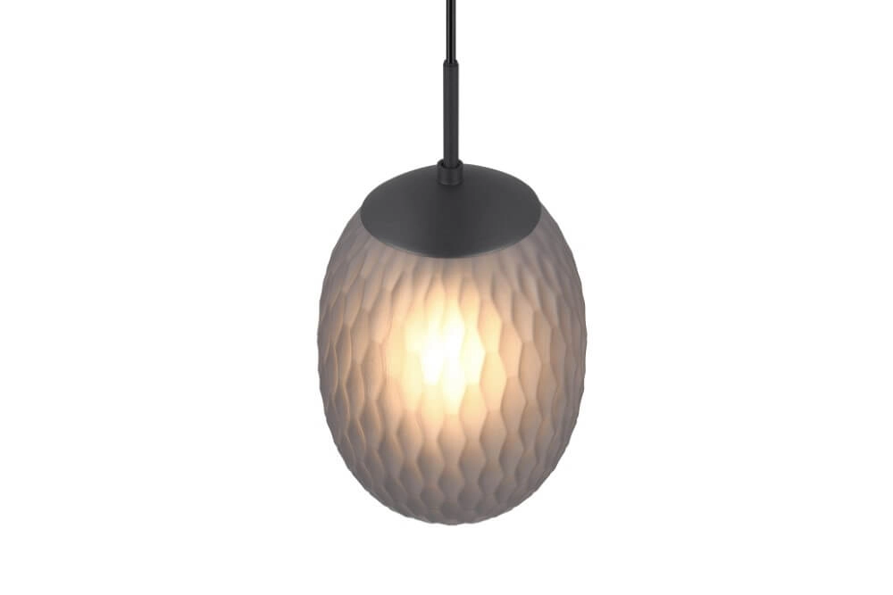 Hängelampe aus Glas Facette mit geripptem Rauchglas Trio 4017807616828