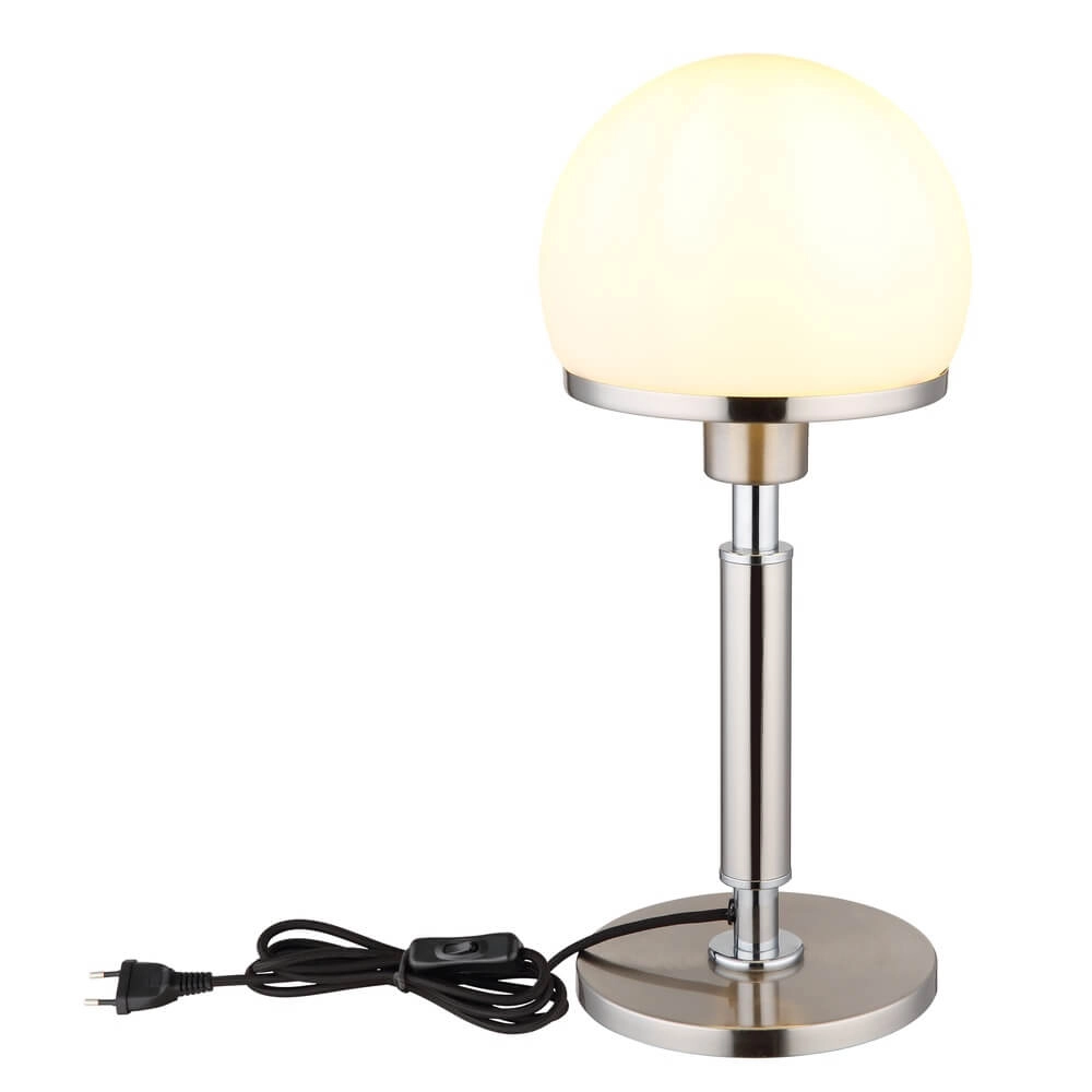 Tischlampe Haku Chrom mit weißem Glas Globo 9007371447312
