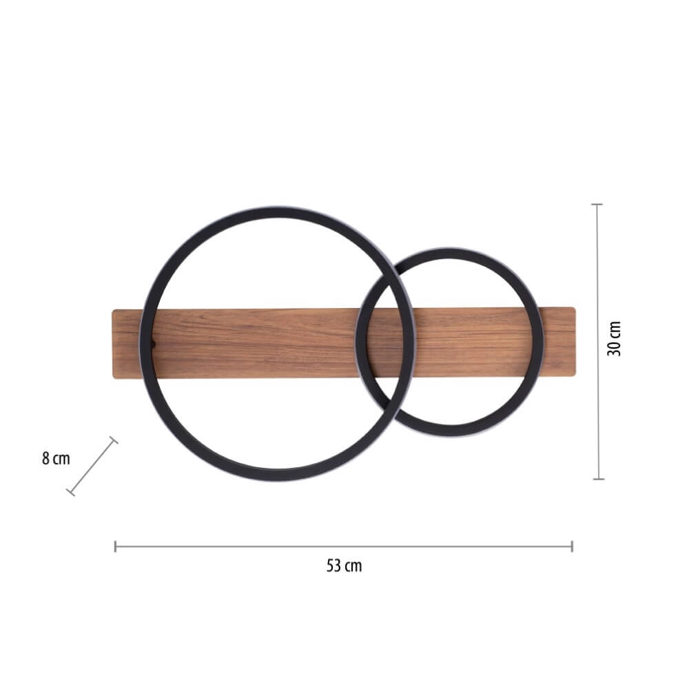 Deckenleuchte Trooper schwarz mit Holz 53cm Just Light 4043689982188