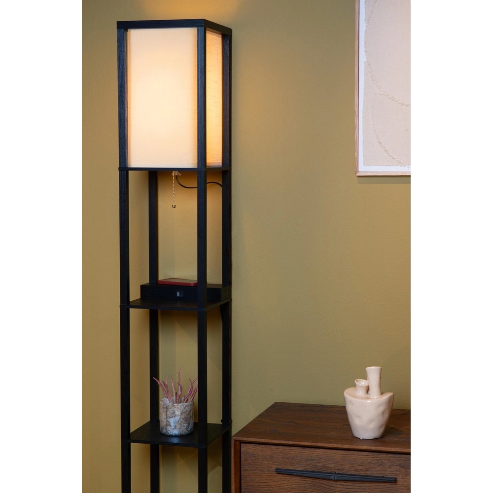 Stehlampe Menno Mit drahtlosem Ladepanel schwarz Lucide 5411212441607