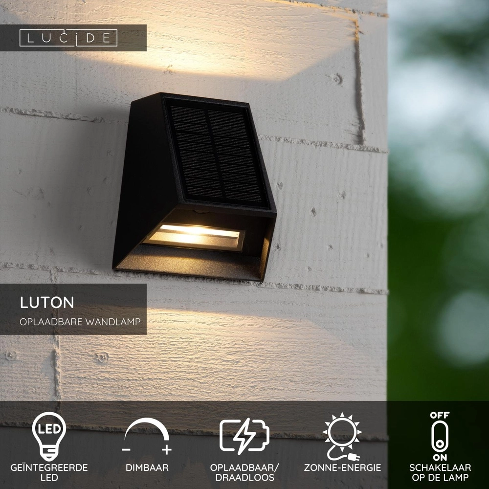 Wandlampe Luton Solar Black Lucide 5411212152107