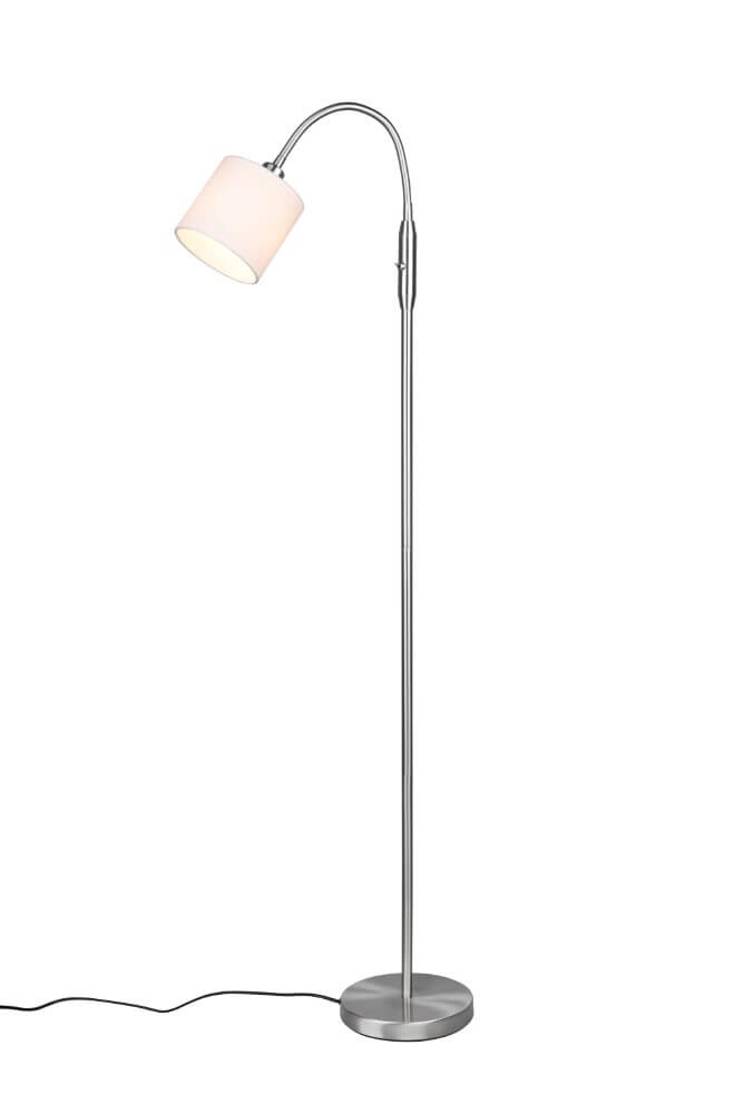 Stehlampe Tommy 130 cm Edelstahl mit Weiß Trio 4017807502930