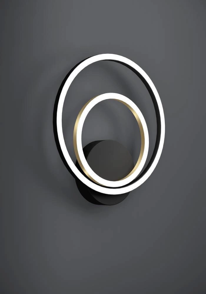 Wandleuchte mit Ringen Lanacera schwarz mit gold Stars of Light 9008606221424