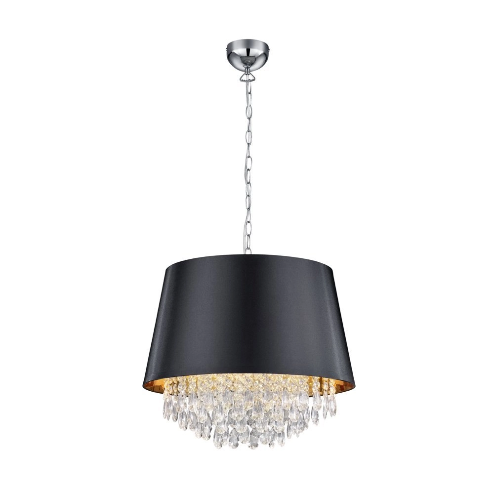 Pendelleuchte Loreley 50 cm mit Kristall - schwarz mit gold Trio 4017807354102