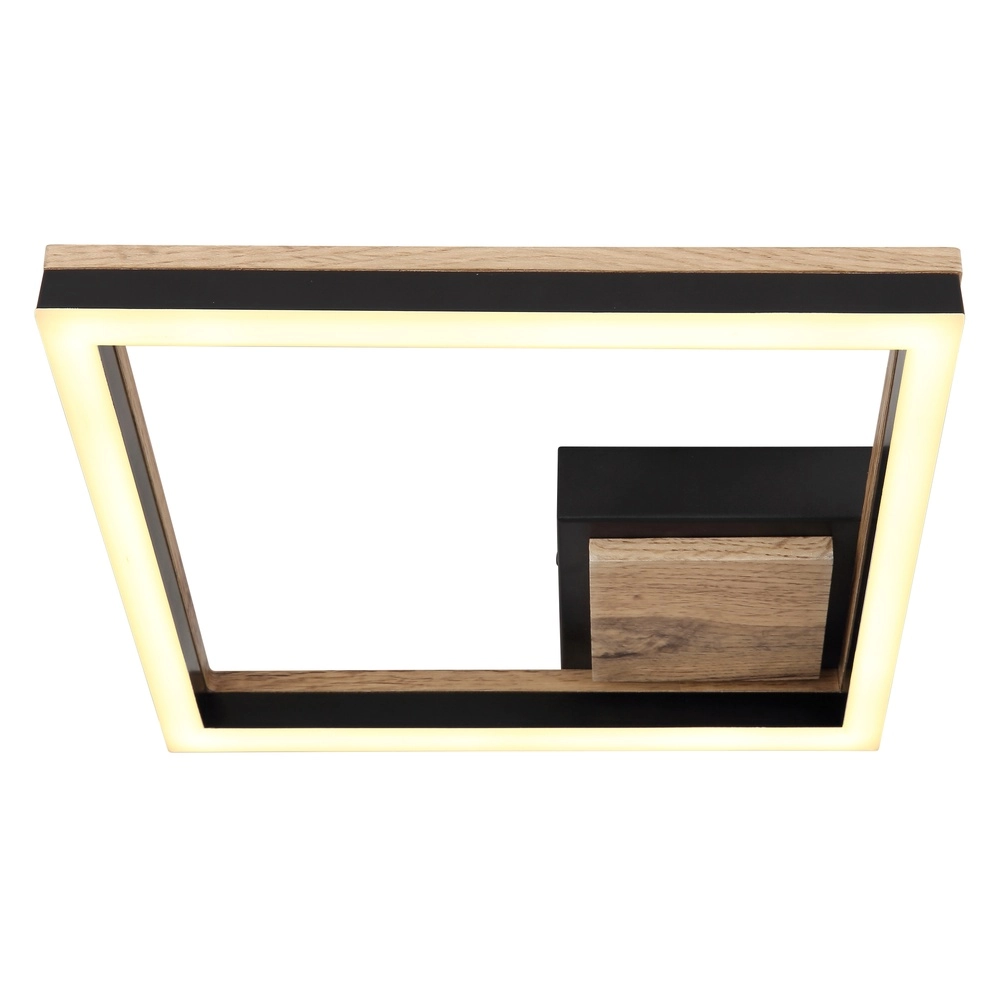 Deckenlampe Beatrix Schwarz quadratisch mit Holz Globo 9007371451401