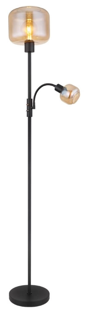 Schwarze Stehlampe Giuseppe Bernsteinfarbenes Glas Globo 9007371441228