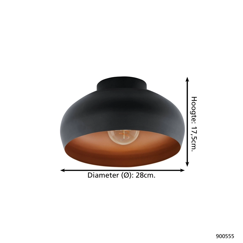 Schwarz mit kupferfarbener Deckenlampe Mogano 2 Ø 17,5 cm Eglo 9008606244607