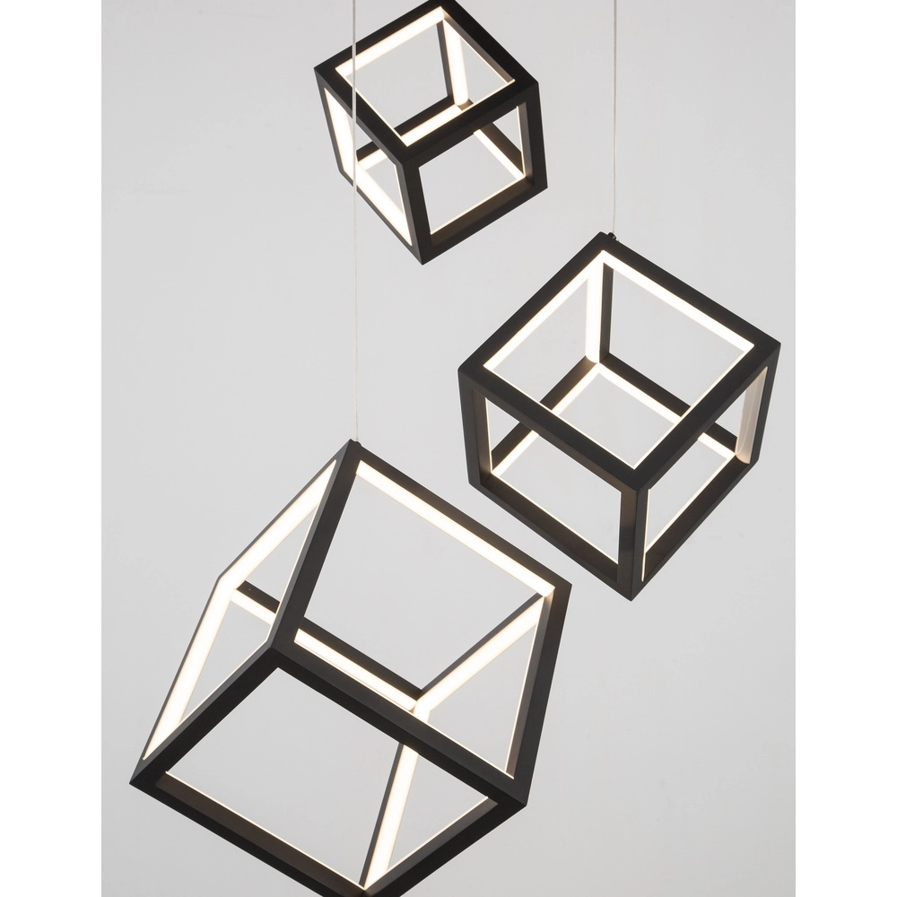 Quadratische Pendelleuchte Gabbia Schwarzes Dreibettzimmer Lyora 5212017423412