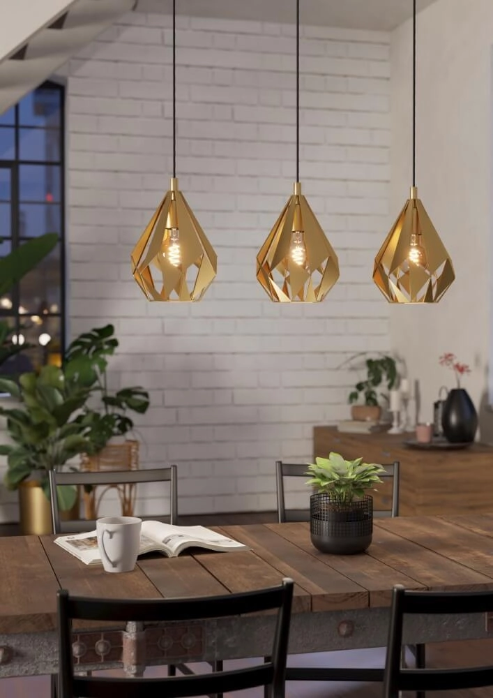 Golden Carlton Hängelampe mit 3 Leuchten Eglo 9002759439095