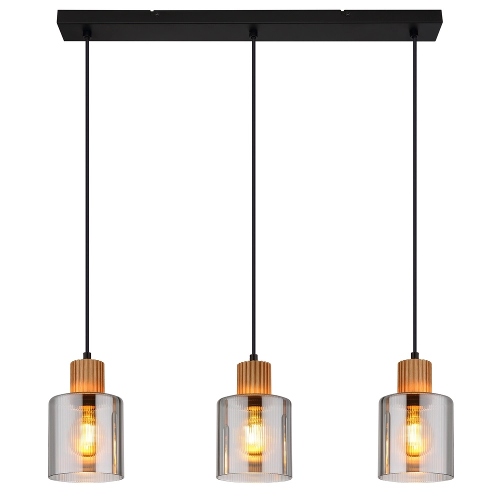 Design-Pendellampe Aleidis 3-Licht gerader Schwarz Globo 9007371512218
