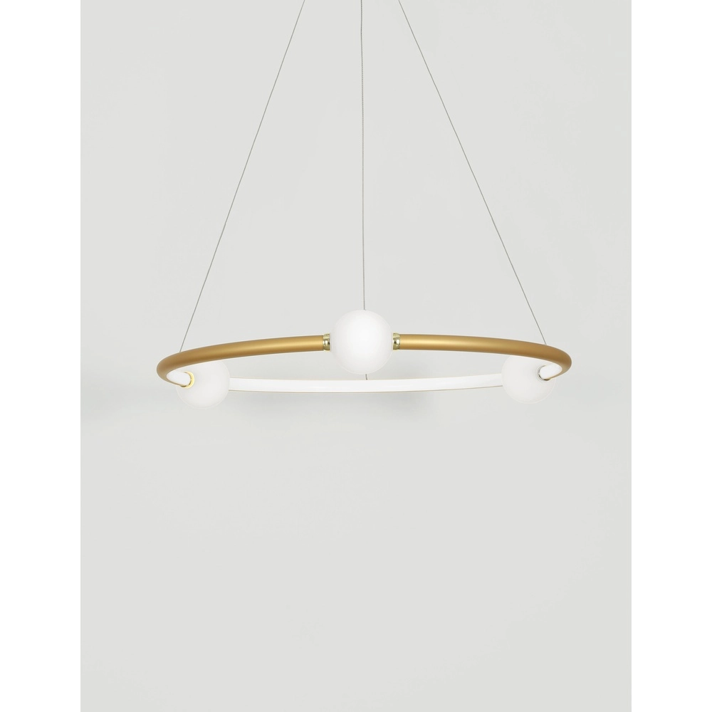 Pendelleuchte Celia Gold mit weißer Runde horizontal Lyora 5212017429322