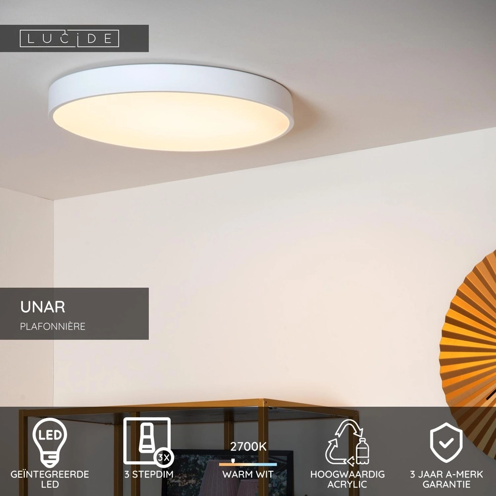 Deckenlicht Unar Ø 49,5 cm - 2700K - weiß Lucide 5411212792044