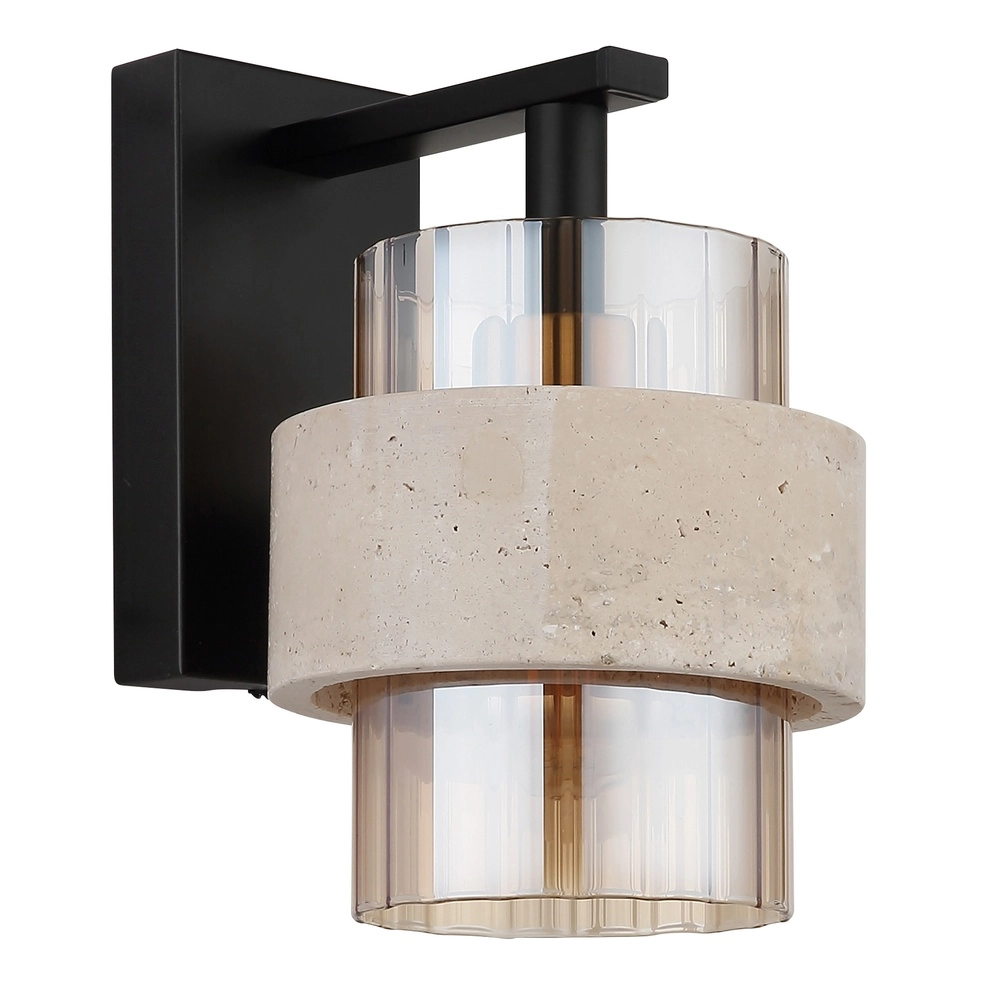 Wandlampe Daren Schwarz mit Marmor Globo 9007371589661
