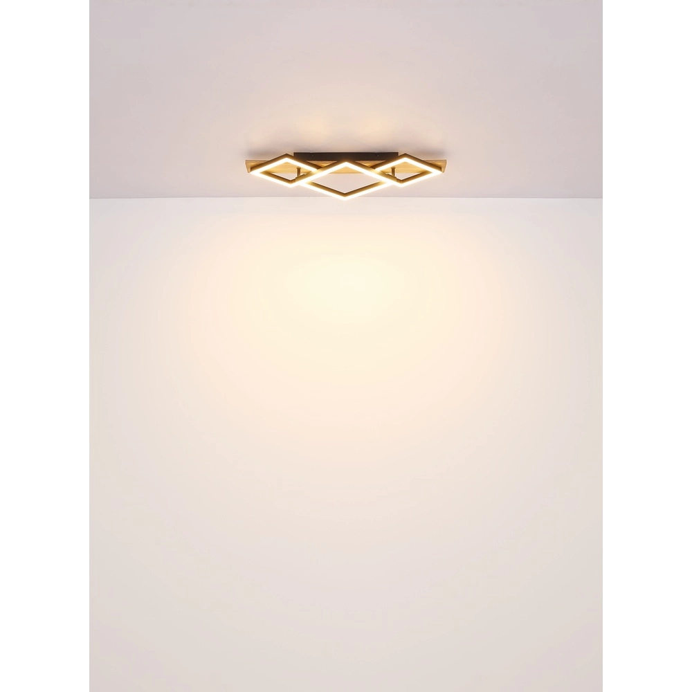 Deckenlampe Beatrix 61 cm schwarze Quadrate mit Holz Globo 9007371445394