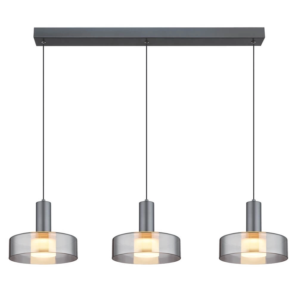 Schlanke Pendelleuchte Grant Grau 3-flammig Globo 9007371474875
