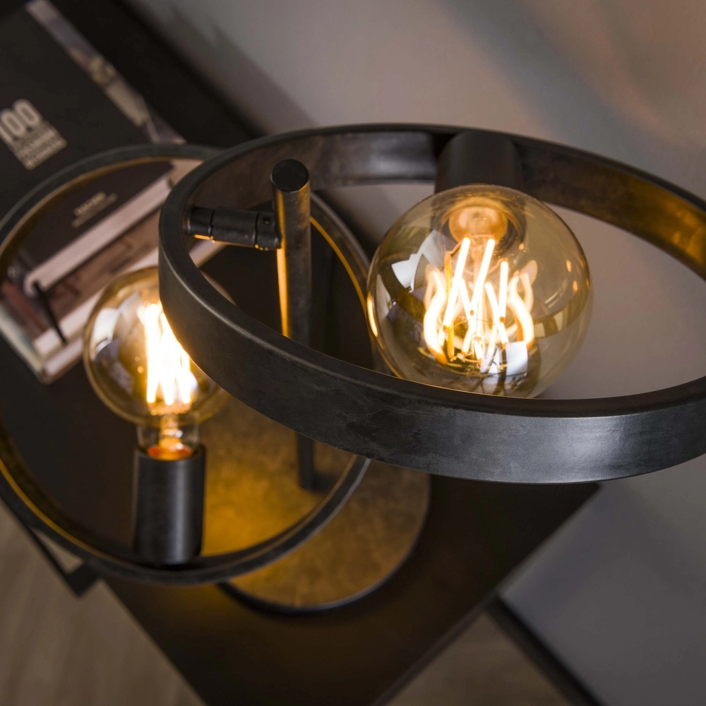 Ringe-Tischlampe Hover 53 cm hoch – Holzkohle Lyora 8716803513297