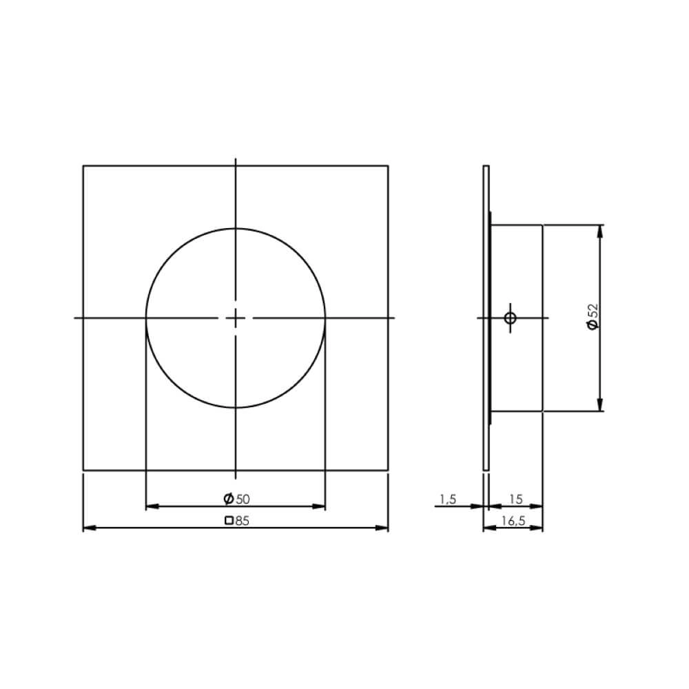 Schiebetürgriff quadratisch Alvro 8,5 cm Edelstahl Intersteel 8714186075340